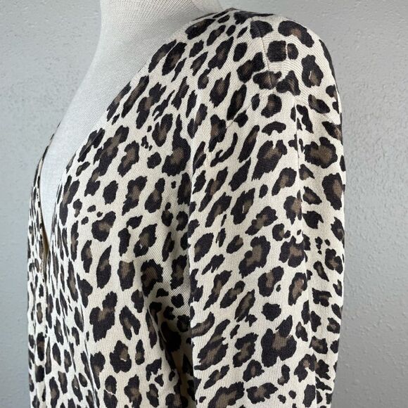 Covington Button Down Leopard Print Cardigan Sweater Top Size XL EUC - Picture 4 of 7